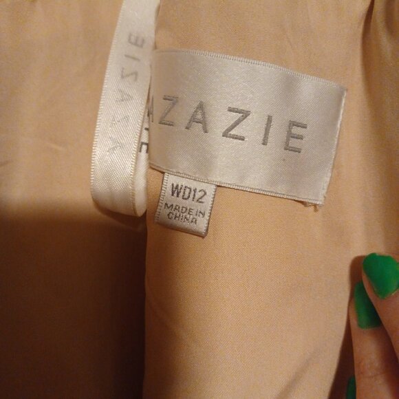 Azazie Joie Diamond White Nude A-Line V-Neck Sequins Tulle Dress NWOT - Picture 9 of 9